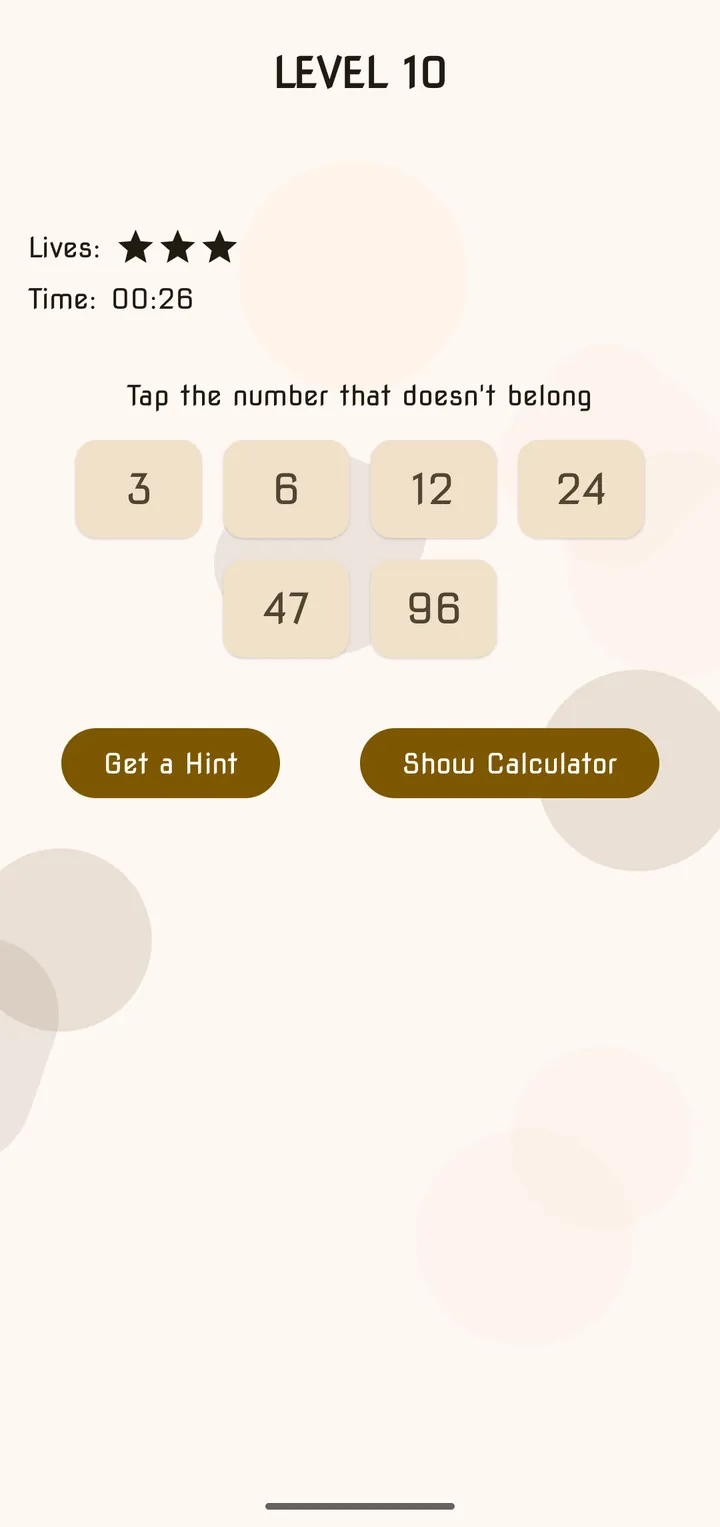 A Classic level showing lives, the timer and a sequence to complete