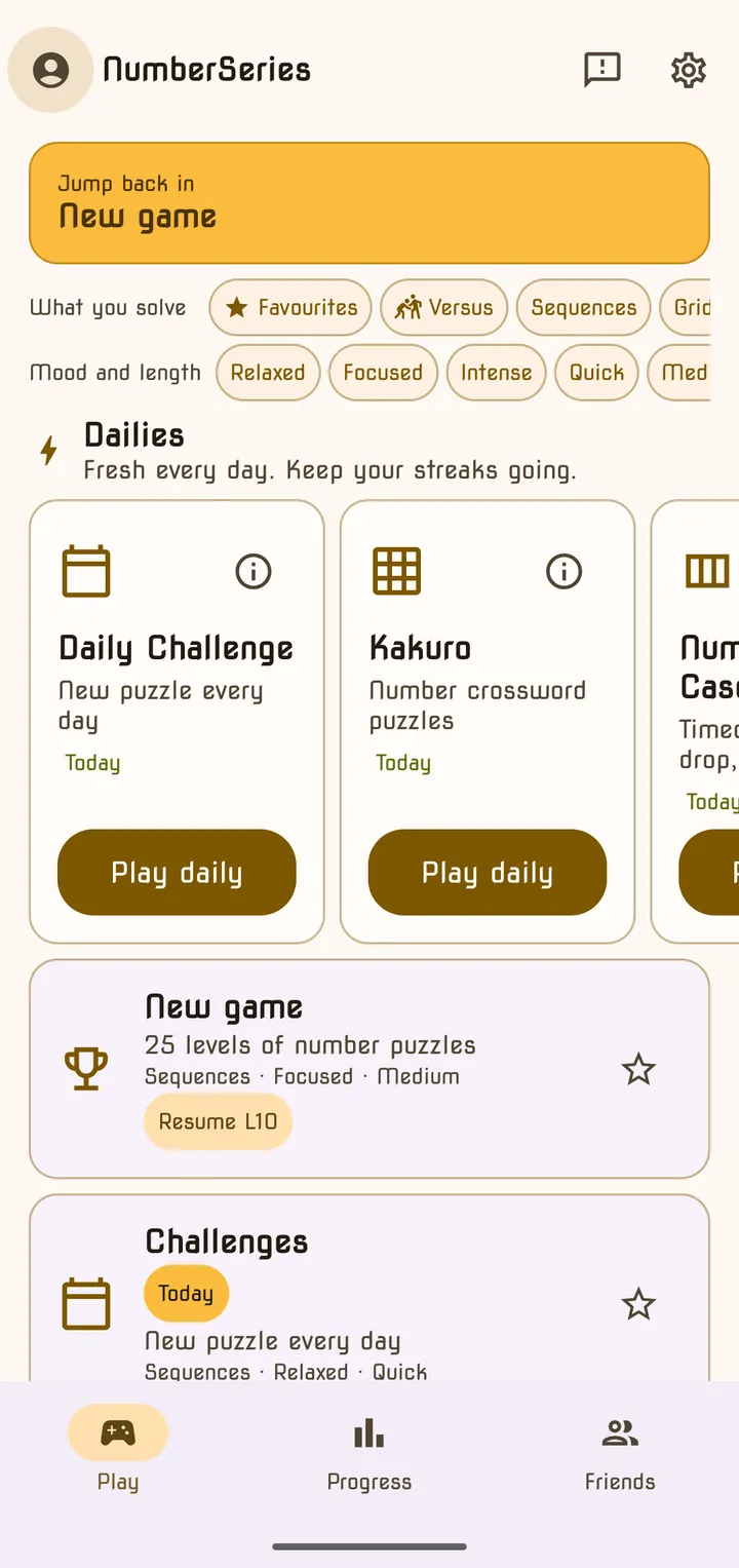 The Play tab with the Dailies row and the list of game modes