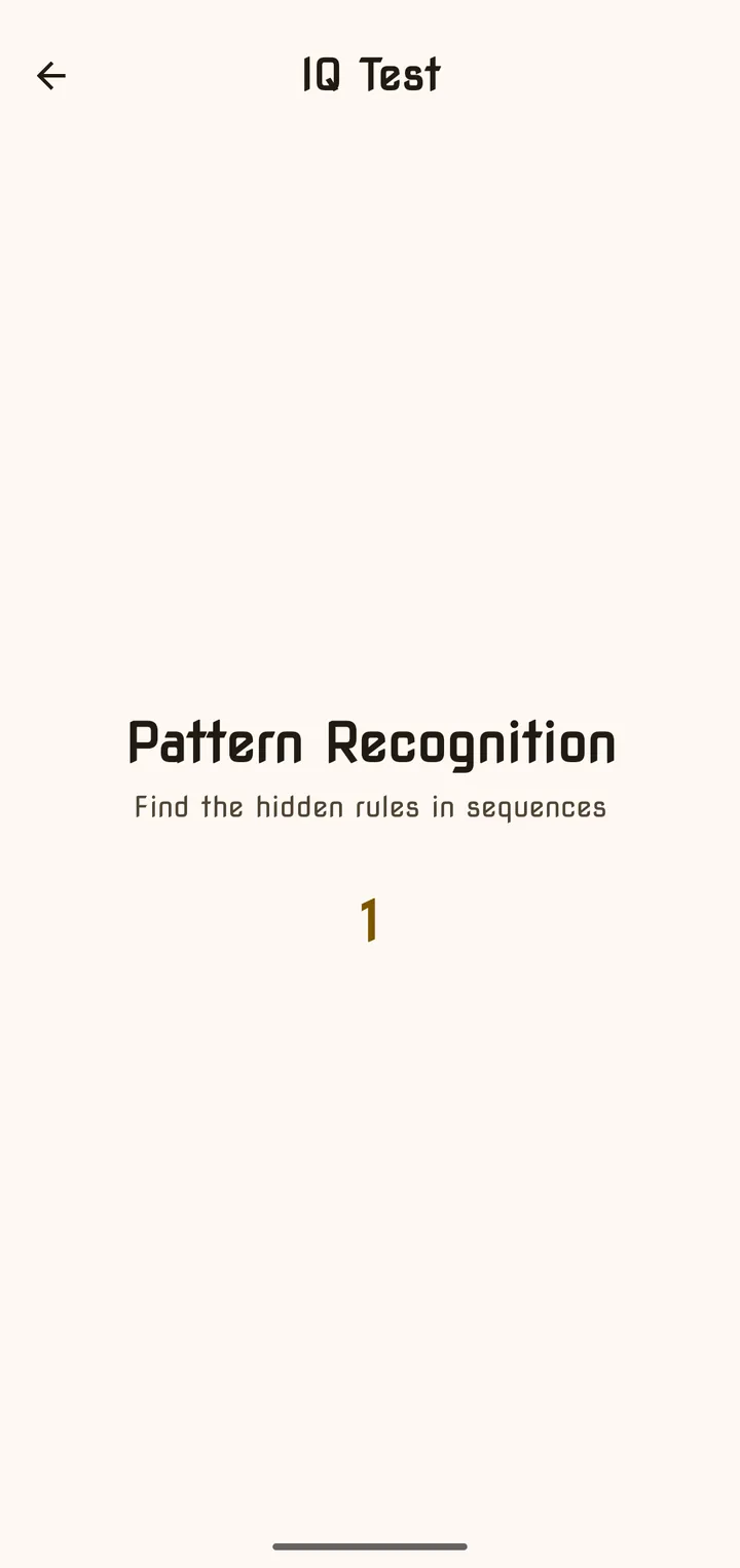 A Pattern Recognition question with a sequence and four answer buttons
