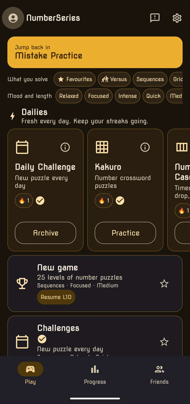 The Play tab in the Amber theme