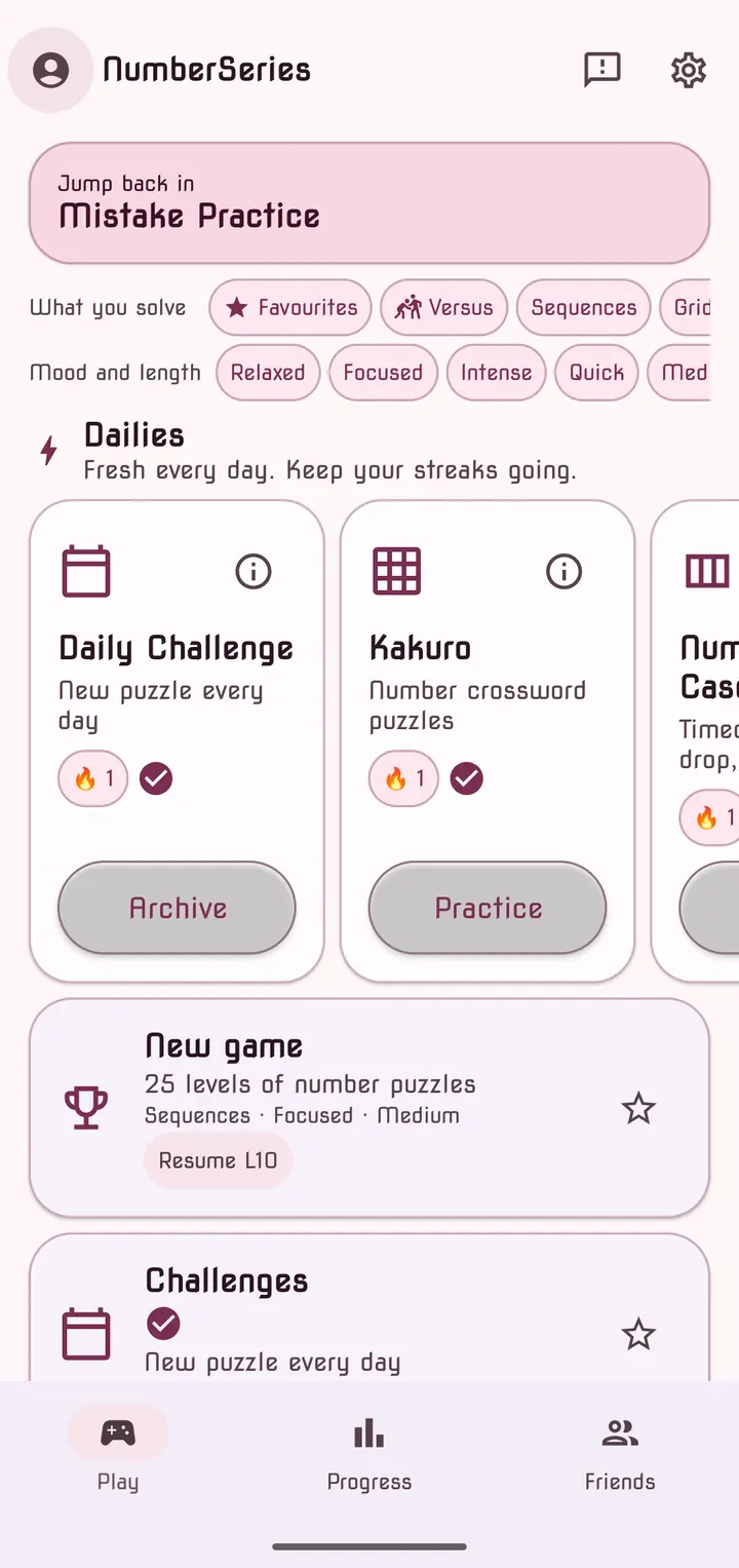 The Play tab in the Rose Quartz theme
