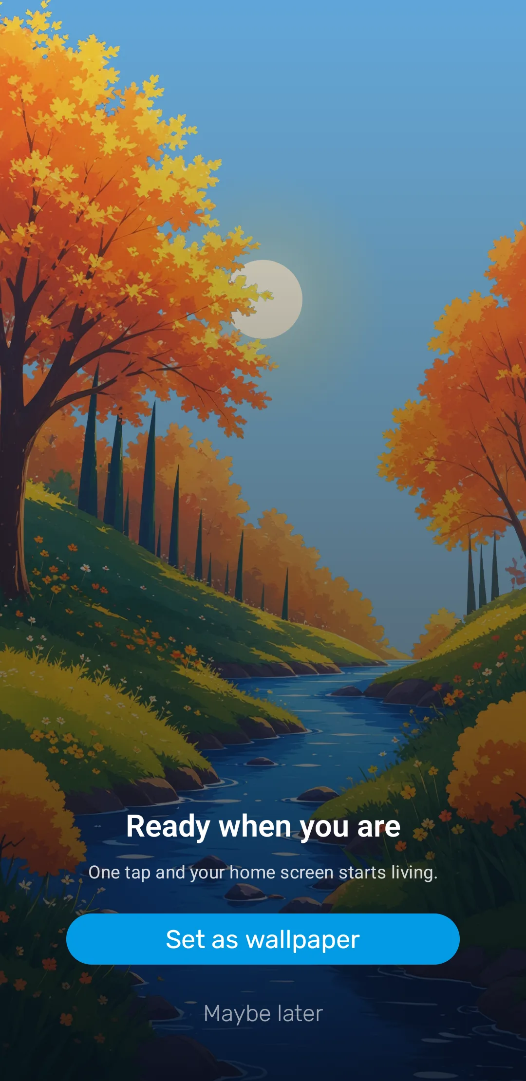 The Seasons setup screen offering Set as wallpaper